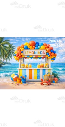 Tło fotograficzne „Kolorowa lemoniada na plaży z balonami” | 4043